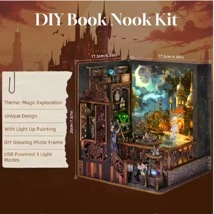 BookNook Ciudad Mágica – Sujeta Libros en Miniatura con Luz y Detalles de Halloween