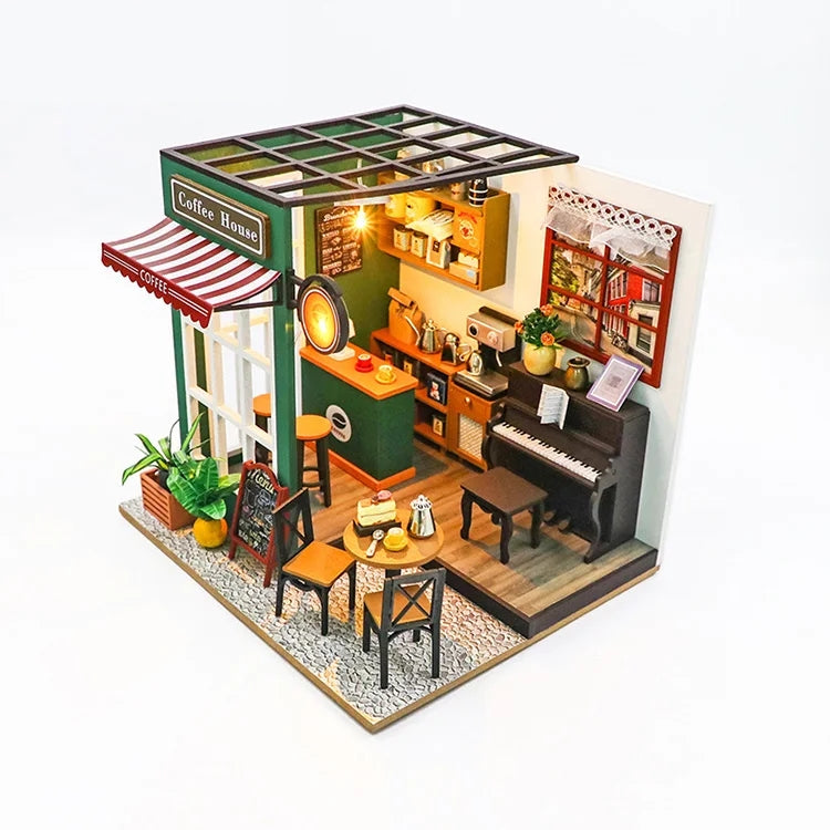Casita Miniatura "Afternoon Café" – Kit DIY con Luces LED y Estilo Acogedor PC2311