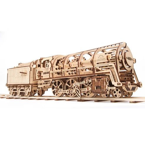 Ugears Locomotora a Vapor con Ténder | Maqueta Mecánica 3D de Madera
