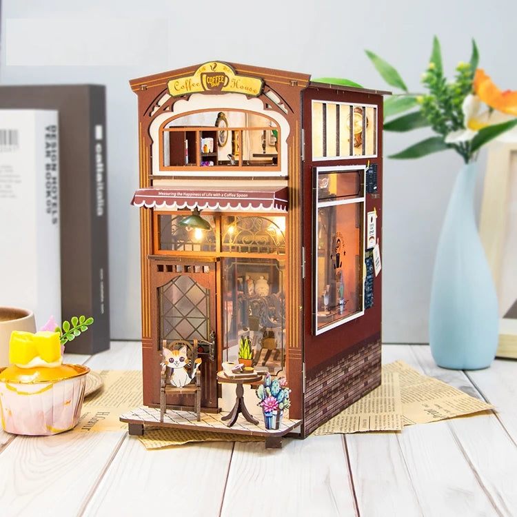 Libreria y Cafeteria De Gatos - Separador de Libros Armable - M2411
