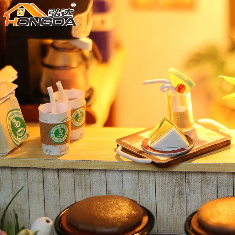 Casita Miniatura "Coffee Time"– Kit DIY con Luces LED y Diseño de Cafetería Vintage C006