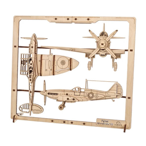Ugears Avión de Combate 2.5D | Puzzle de Madera con Partes Móviles
