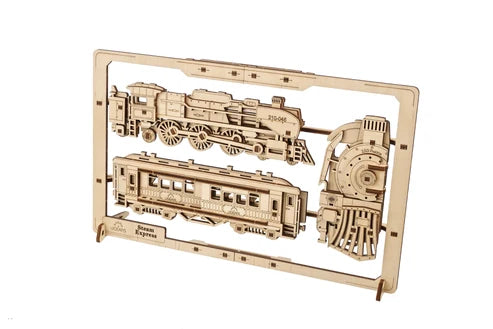 Ugears Tren Expreso 2.5D | Puzzle de Madera con Partes Móviles