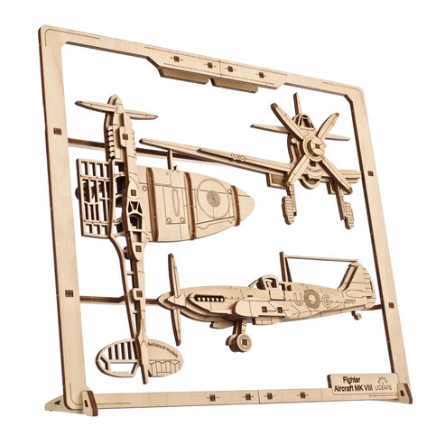 Ugears Avión de Combate 2.5D | Puzzle de Madera con Partes Móviles