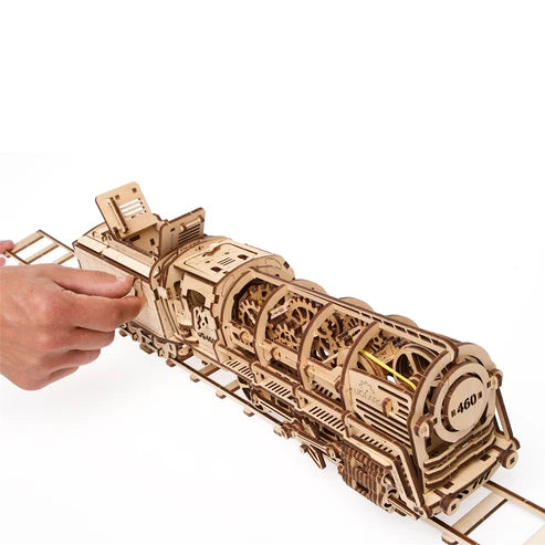 Ugears Locomotora a Vapor con Ténder | Maqueta Mecánica 3D de Madera
