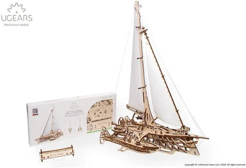 Ugears Trimarán Merihobus | Velero Mecánico 3D de Madera