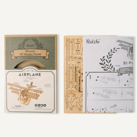 BI-PLANE - Rompecabezas 3D - Maqueta de Madera Rolife