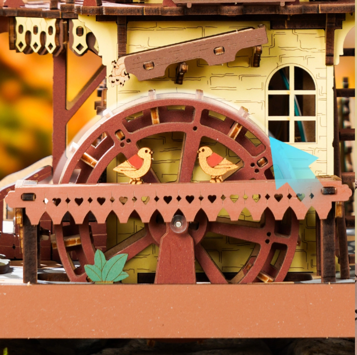 Reloj de Cuco Mecánico 3D - Maqueta a color Funcional de Madera con Música  (Rokr LC901c)