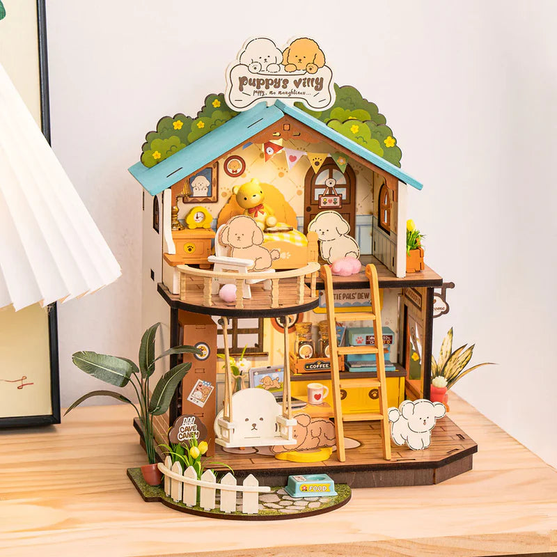 Miniatura DIY "Puppy's Cozy Villa" - Cabaña para Perritos (Robotime)