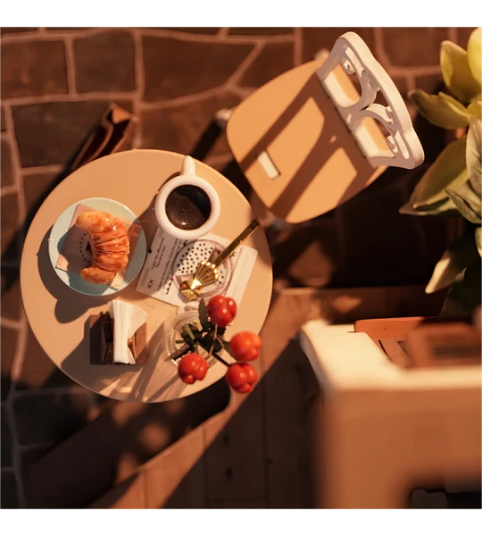 Miniatura DIY "Slow Life Café" - Cafetería para Armar con Luz (Rolife)
