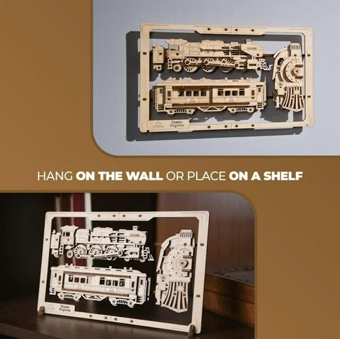 Ugears Tren Expreso 2.5D | Puzzle de Madera con Partes Móviles