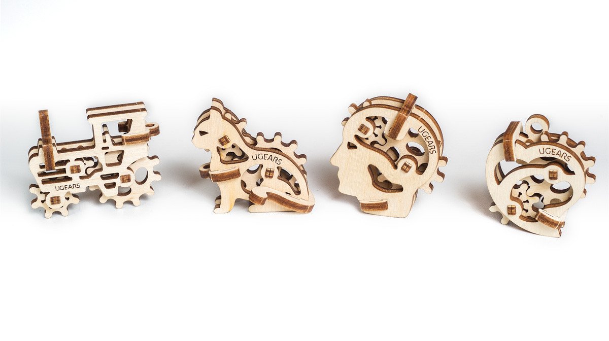 Ugears U-Fidgets Tribiks | Set de 4 Mini Modelos Mecánicos
