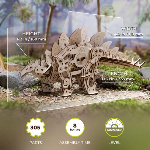Ugears Stegosaurus | Dinosaurio Mecánico 3D de Madera