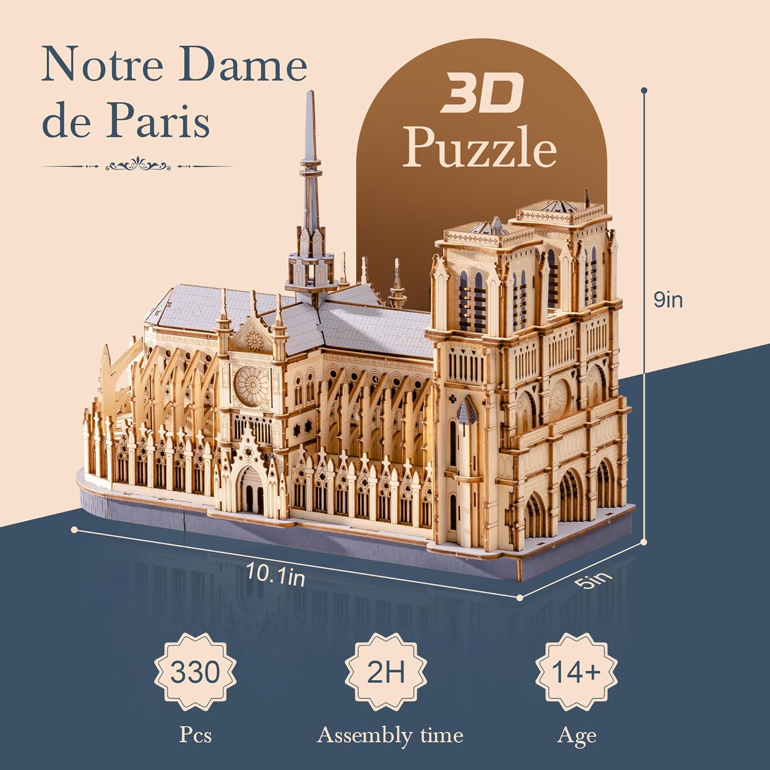 ROKR/Rowood Puzzle 3D: Catedral de Notre-Dame de París - Maqueta Arquitectónica de Madera