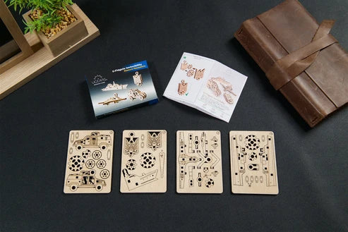 Ugears U-Fidgets Invencibles | Set de 4 Mini Modelos de Madera