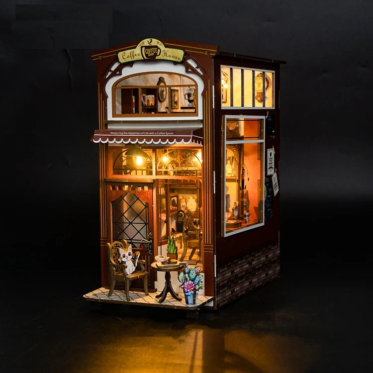Libreria y Cafeteria De Gatos - Separador de Libros Armable - M2411