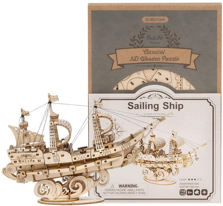 Sailing Ship - Barco  de navegacion - Rompecabezas 3D - Maqueta de Madera Rolife