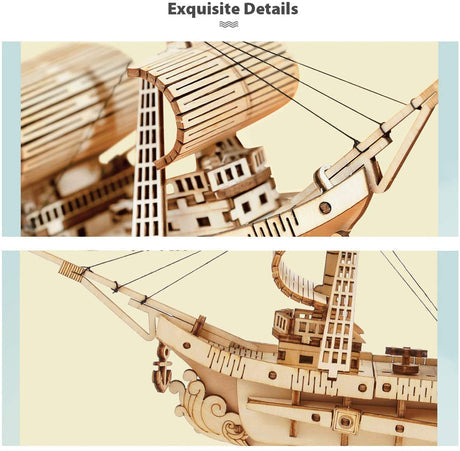 Sailing Ship - Barco  de navegacion - Rompecabezas 3D - Maqueta de Madera Rolife