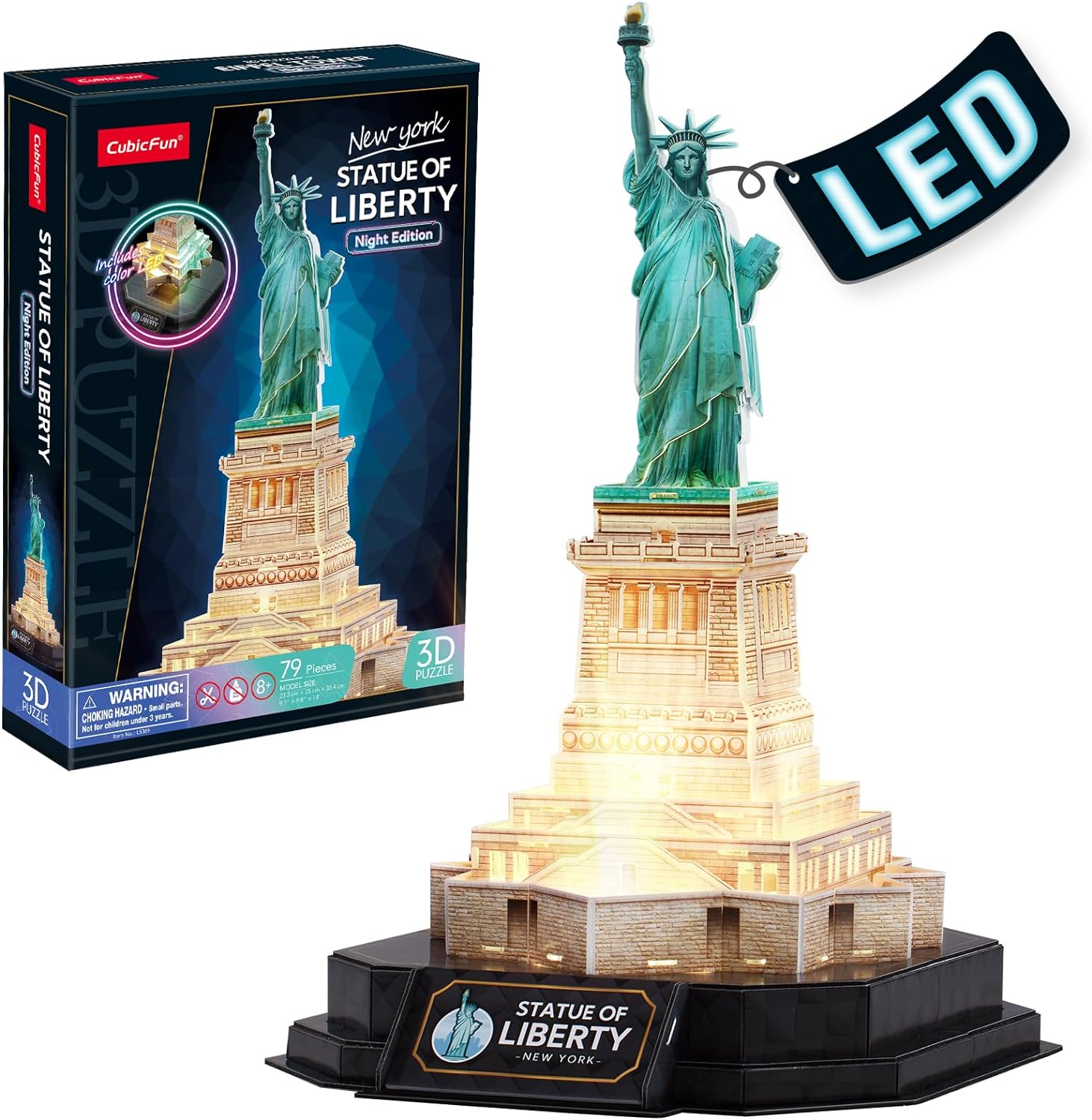 Estatua de la Libertad LED Rompecabezas 3D