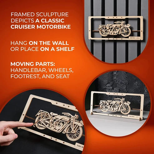 Ugears Indie Moto 2.5D | Puzzle de Madera con Partes Móviles