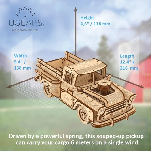 Ugears Pickup Lumberjack | Camioneta Mecánica 3D de Madera