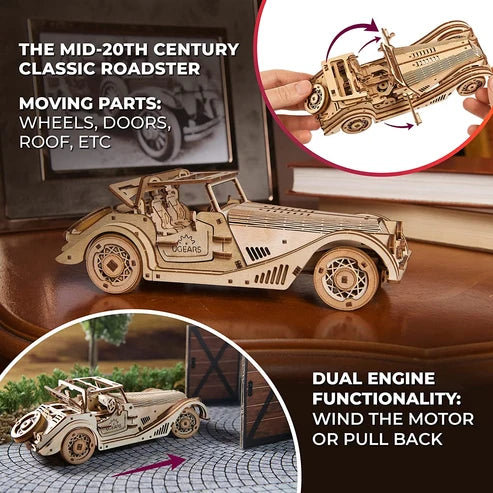 Ugears Sports Car Rapid Mouse | Roadster Mecánico 3D de Madera