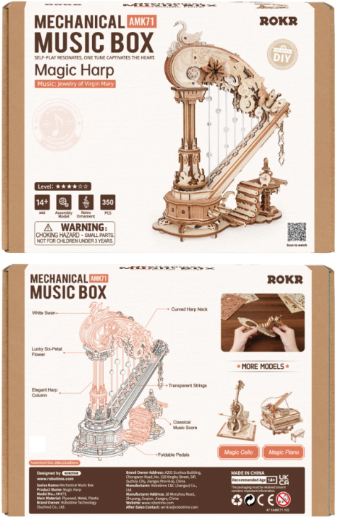 Caja Musical 3D Magic Harp (AMK71)