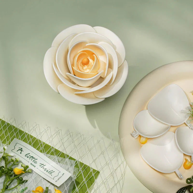 Flor de Camelia Blanca de Madera - Puzzle 3D para Armar (ROKR)