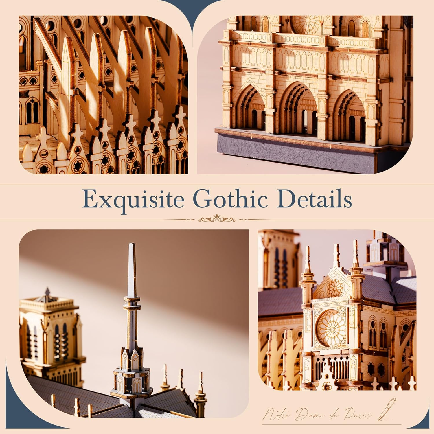 ROKR/Rowood Puzzle 3D: Catedral de Notre-Dame de París - Maqueta Arquitectónica de Madera