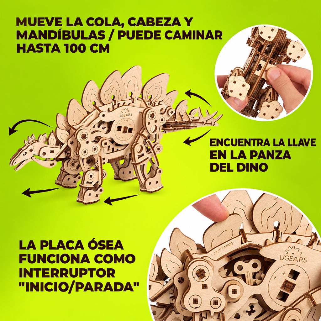 Ugears Stegosaurus | Dinosaurio Mecánico 3D de Madera
