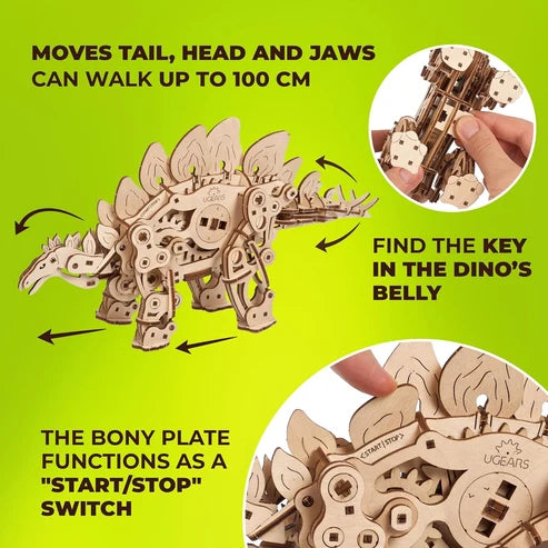 Ugears Stegosaurus | Dinosaurio Mecánico 3D de Madera