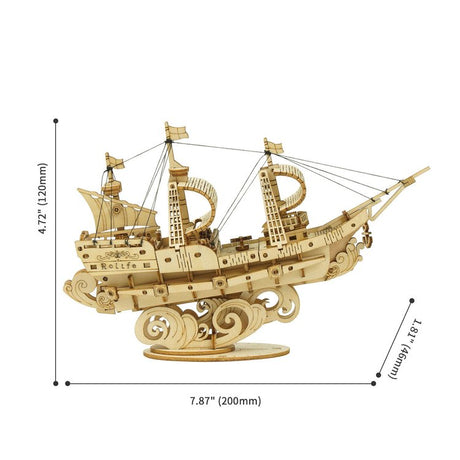 Sailing Ship - Barco  de navegacion - Rompecabezas 3D - Maqueta de Madera Rolife