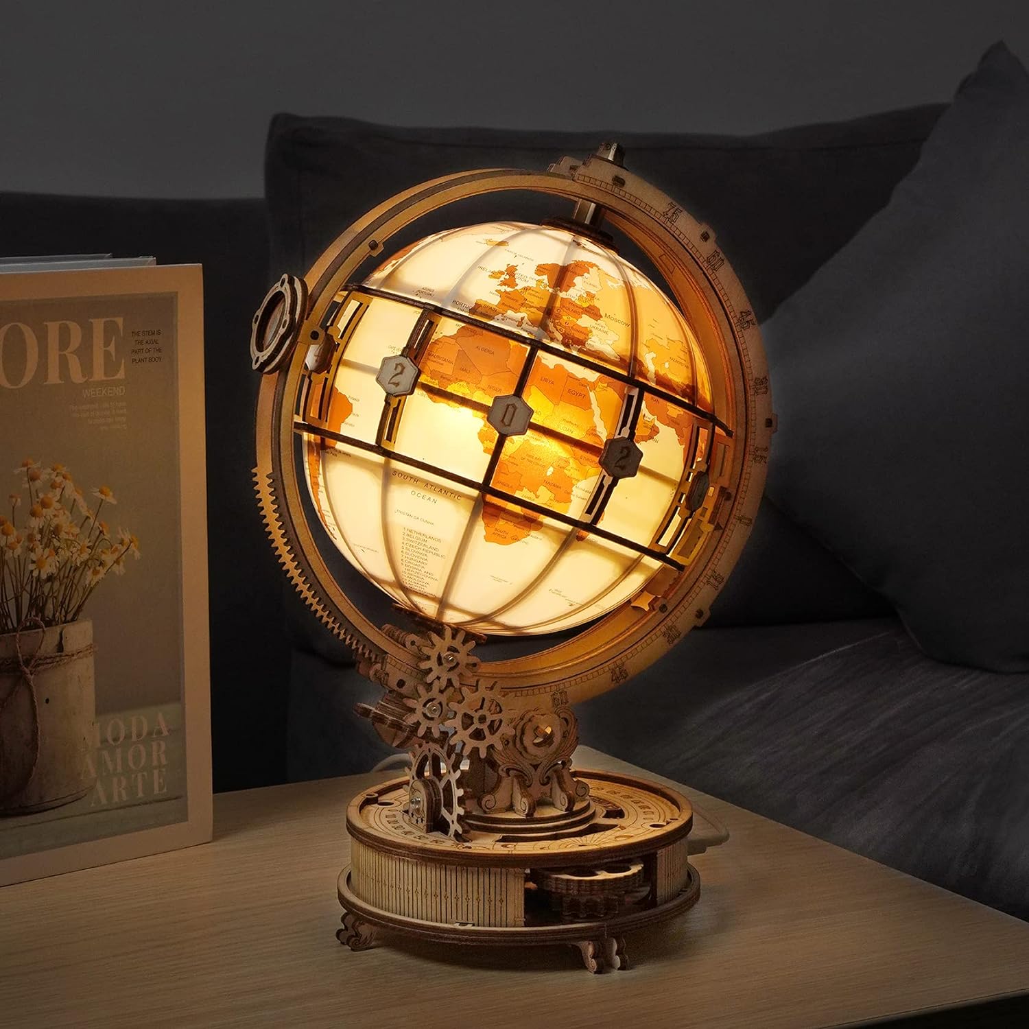Globo Terraqueo Luminoso Armable Puzzle 3D