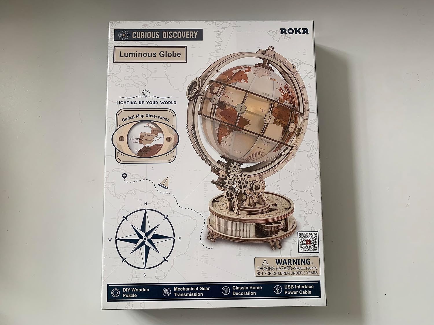 Globo Terraqueo Luminoso Armable Puzzle 3D