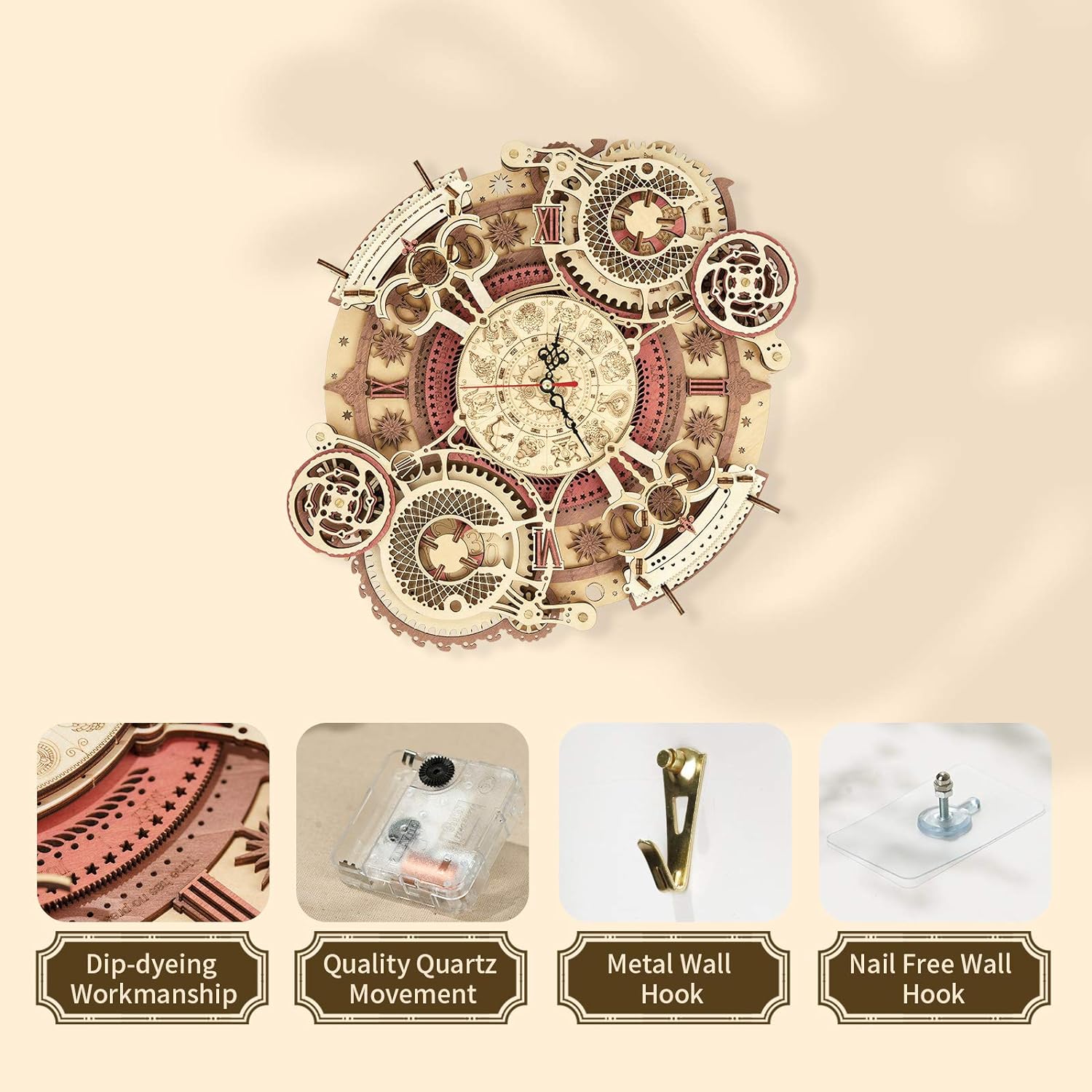 Reloj Mural Zodiacal de Madera Rompecabezas