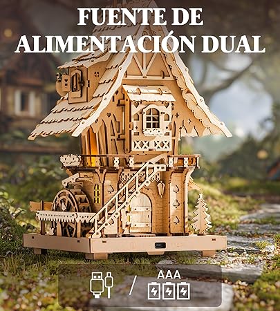 Reloj de Cuco Mecánico 3D - Maqueta Funcional de Madera con Música (Rokr LC901)