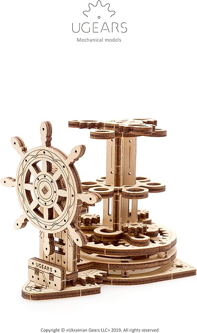 Portalápices Timón de Barco - Maqueta Mecánica de Madera (Ugears)