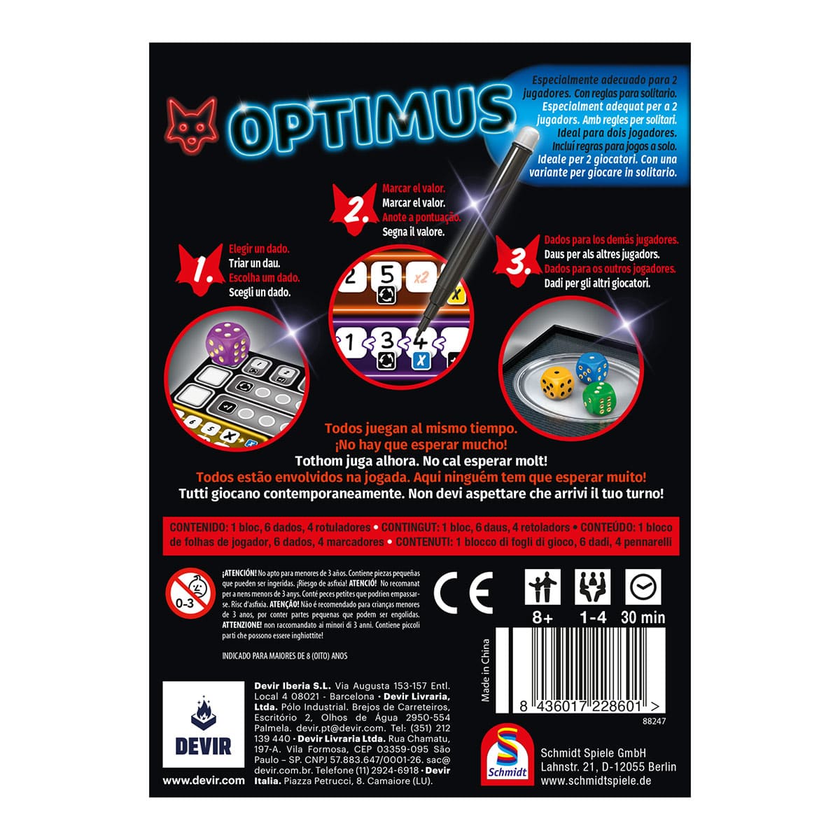 Optimus - Ingenioso Juego de Dados Roll & Write