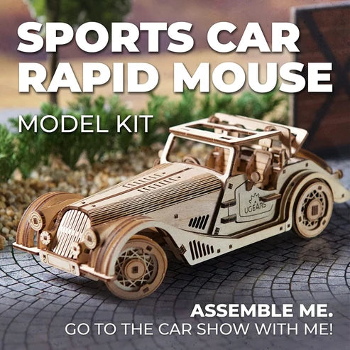 Ugears Sports Car Rapid Mouse | Roadster Mecánico 3D de Madera