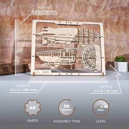 Ugears Zepelín 2.5D | Puzzle de Madera con Partes Móviles