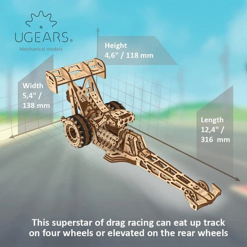 Ugears Top Fuel Dragster | Auto de Carrera Mecánico 3D de Madera