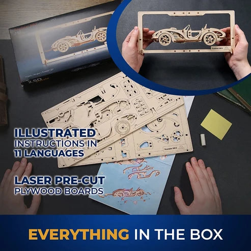 Ugears Roadster MK3 2.5D | Puzzle de Madera con Partes Móviles