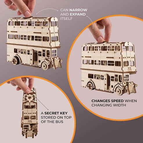 Ugears Harry Potter Autobús Noctámbulo | Maqueta Mecánica 3D de Madera