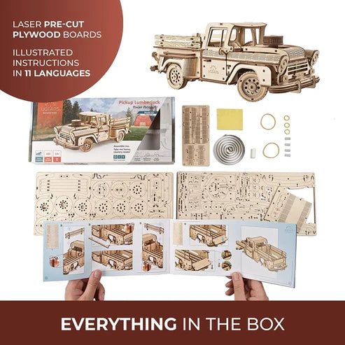 Ugears Pickup Lumberjack | Camioneta Mecánica 3D de Madera