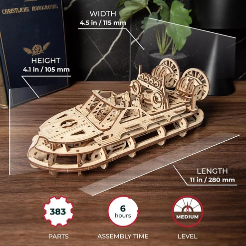 Ugears Hovercraft de Rescate | Maqueta Mecánica 3D de Madera