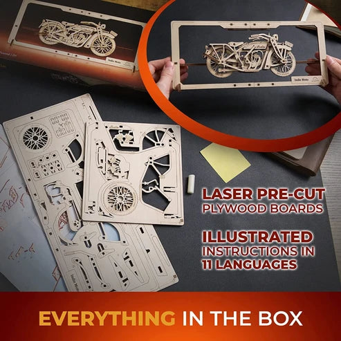 Ugears Indie Moto 2.5D | Puzzle de Madera con Partes Móviles