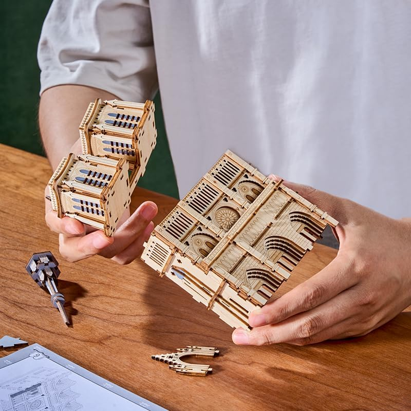 ROKR/Rowood Puzzle 3D: Catedral de Notre-Dame de París - Maqueta Arquitectónica de Madera