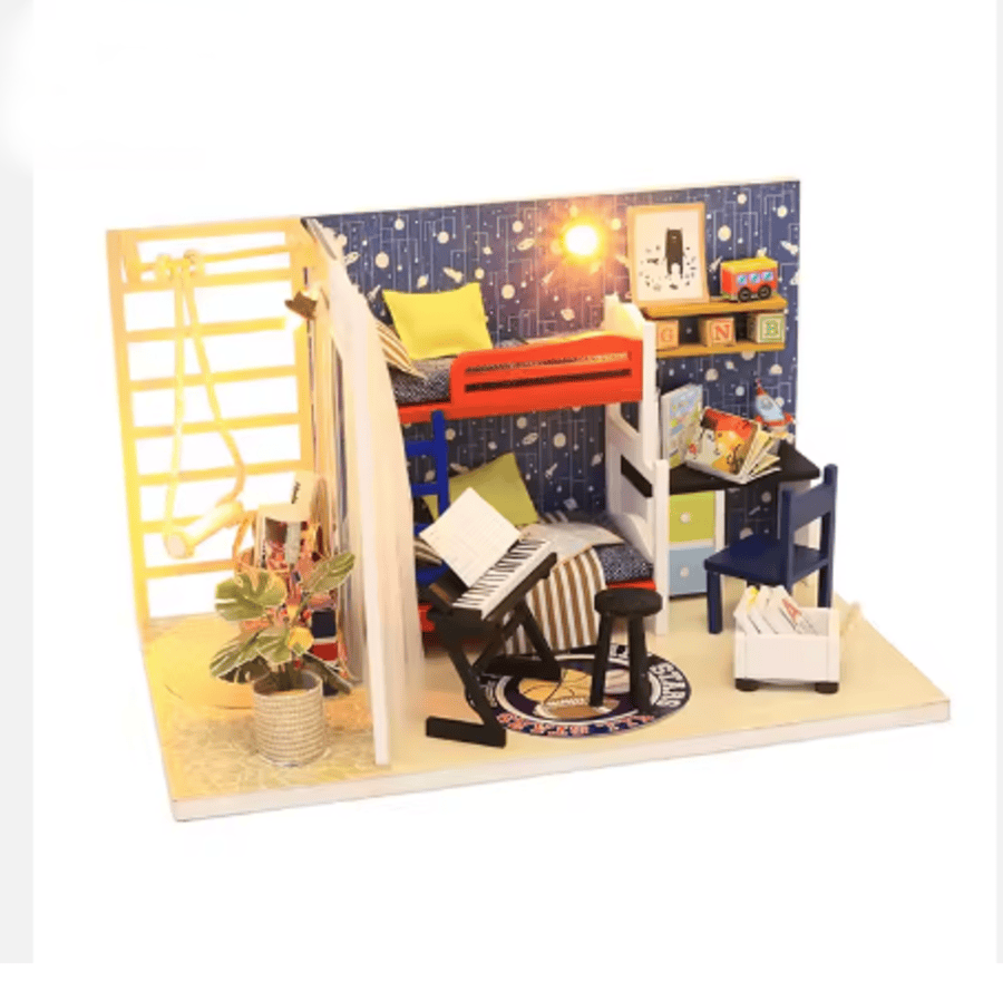 Casita Miniatura "Future Space" – Dormitorio Juvenil DIY con Luces LED S901