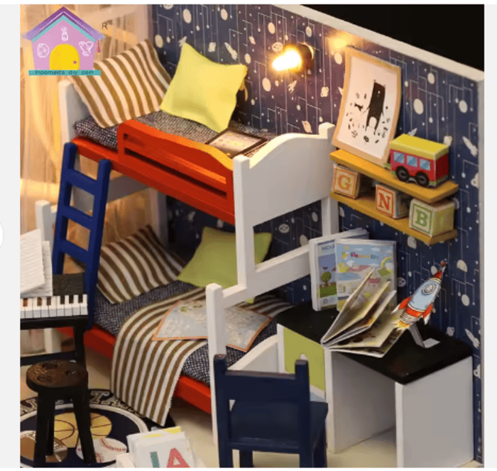 Casita Miniatura "Future Space" – Dormitorio Juvenil DIY con Luces LED S901
