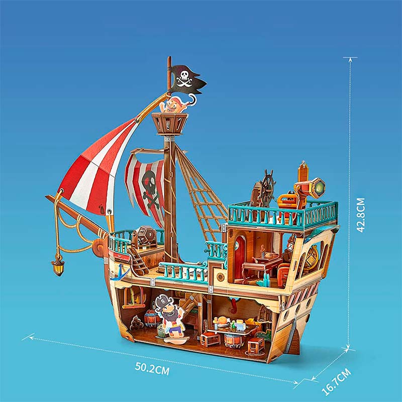 Barco Pirata Barba Negra armable Rompecabezas 3D Cubicfun